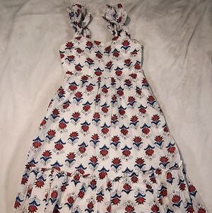 J. Crew Kids Dress in White with Red and Blue Floral Pattern